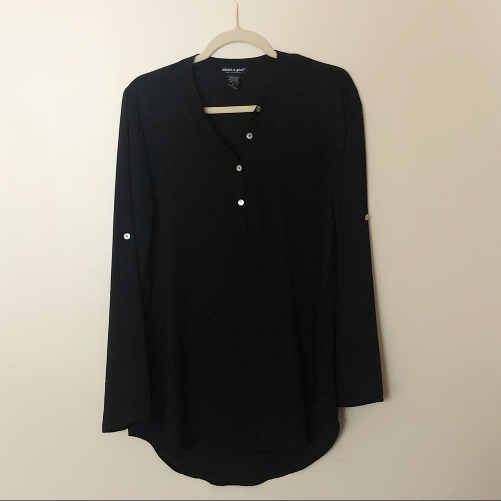 [About a Girl] Black Button-up Tunic